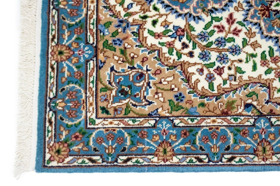 Cream Floral Kirman 3X4 Oriental Rug - 9
