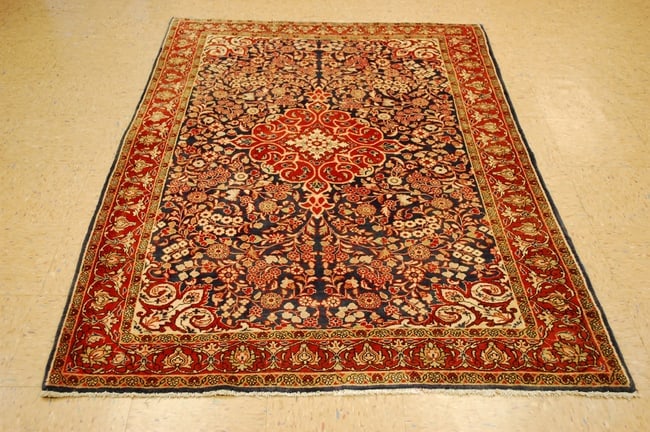 Persian SARUK RUG 4.6x6.9: Title: Persian SARUK RUG 4.6x6.9 Description:OLD, ANTIQUE HIGHLY DETAILED BEAUTY_HIGH KPSI_KORK WOOL Persian SAROUK FARAHAN ORIENTAL RUG ..........size is a unique 4' 6" x 6'