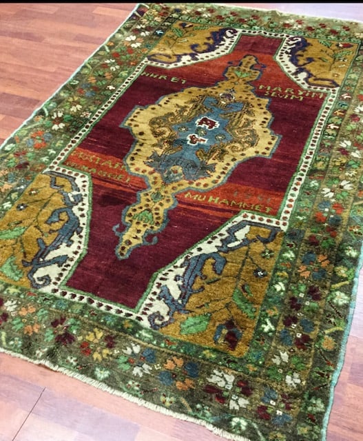 Dated Turkish Tribal rug-4243: Title:Dated Turkish Tribal rug-4243 Description:Beautiful Turkish Village rug, dated 1961, size 4 ft. 3 inches by 6 ft. 5 inches, from central Turkey, very colorful and unusual, excellent condition