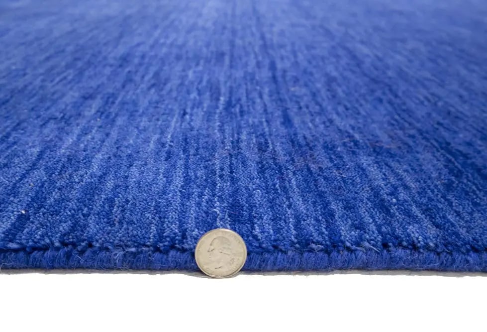 Solid Royal Blue Modern 6X6 Gabbeh Oriental Square Rug - 11