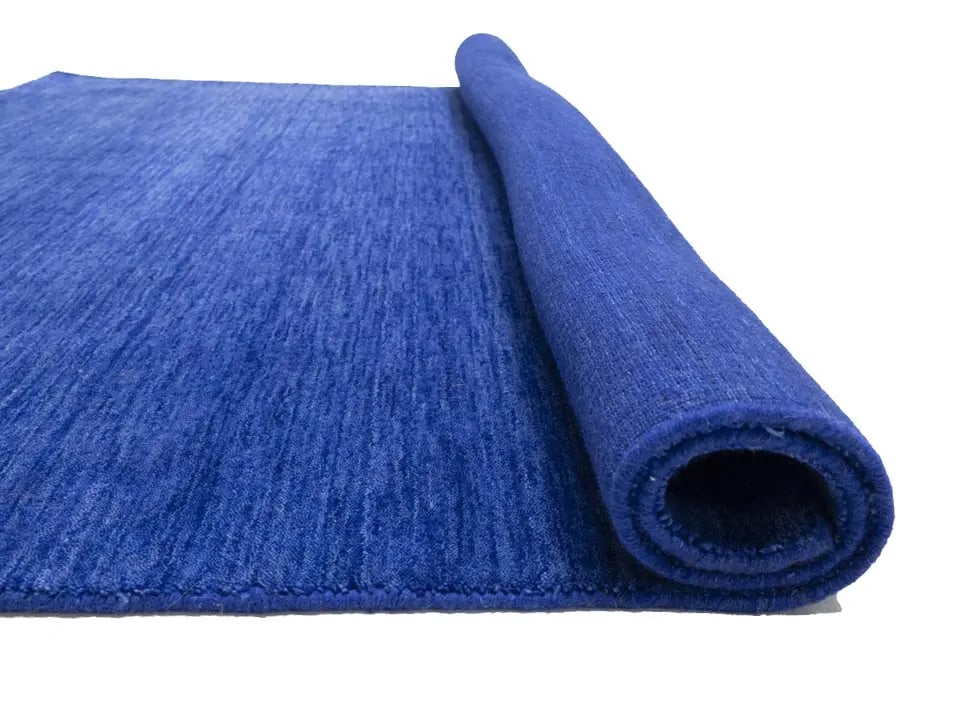 Solid Royal Blue Modern 6X6 Gabbeh Oriental Square Rug - 13