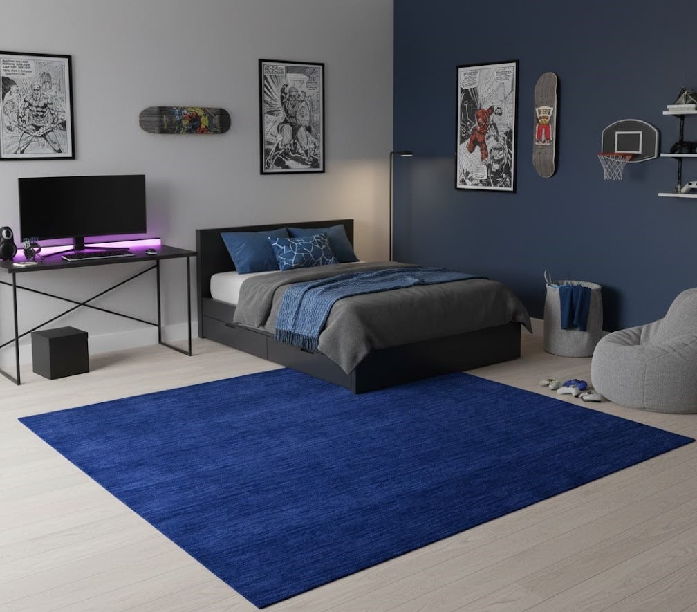 Solid Royal Blue Modern 6X6 Gabbeh Oriental Square Rug - 2