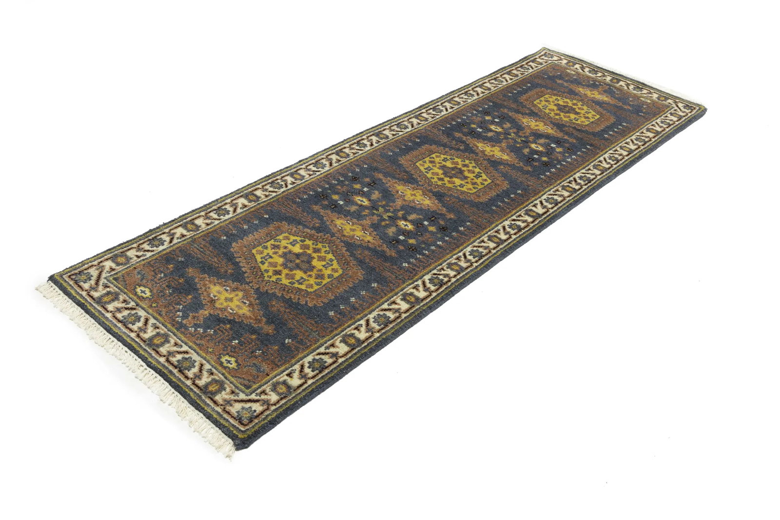 Gray Tribal 3X9 Indo-Viss Oriental Runner Rug - 4