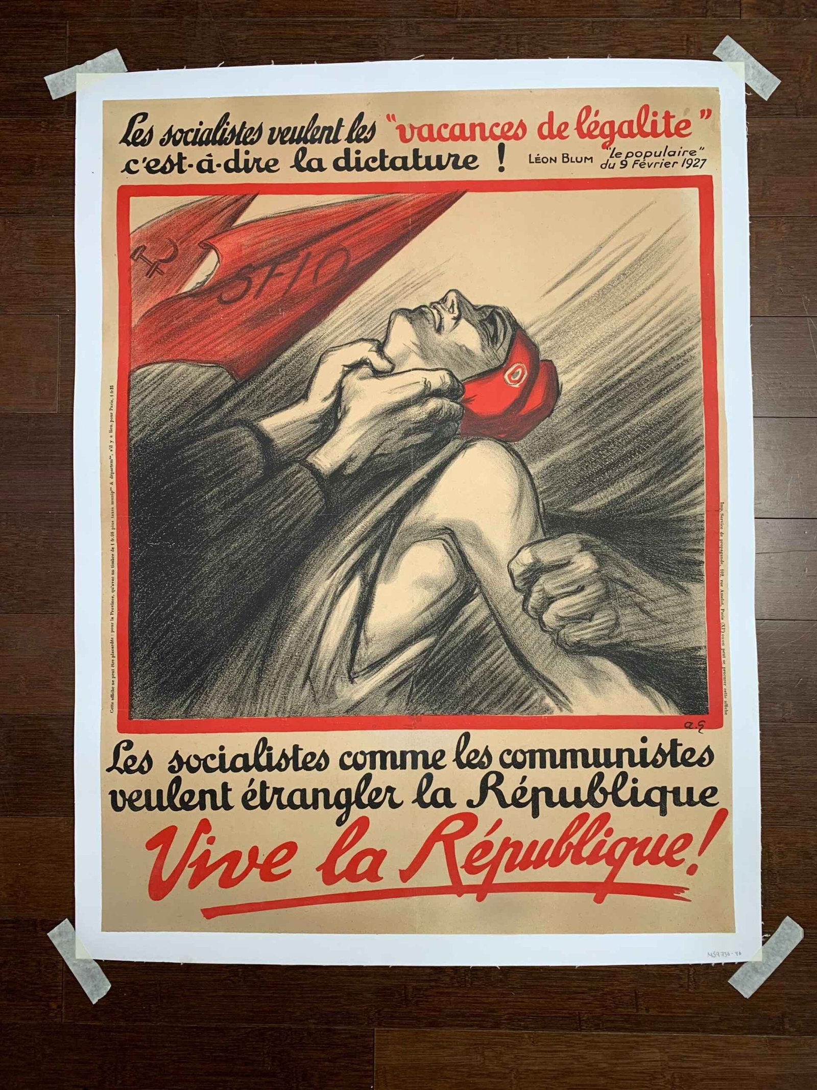 Vive la Republique (1922) 23.25x31.5 French Lithograph Protest Poster LB: Title: Vive la Republique (1922) 23.25x31.5 French Lithograph Protest Poster LB Description: Vive la Republique (1922) 23.25x31.5 French Lithograph Protest Poster LB\n\nPlease refer to the attached ph