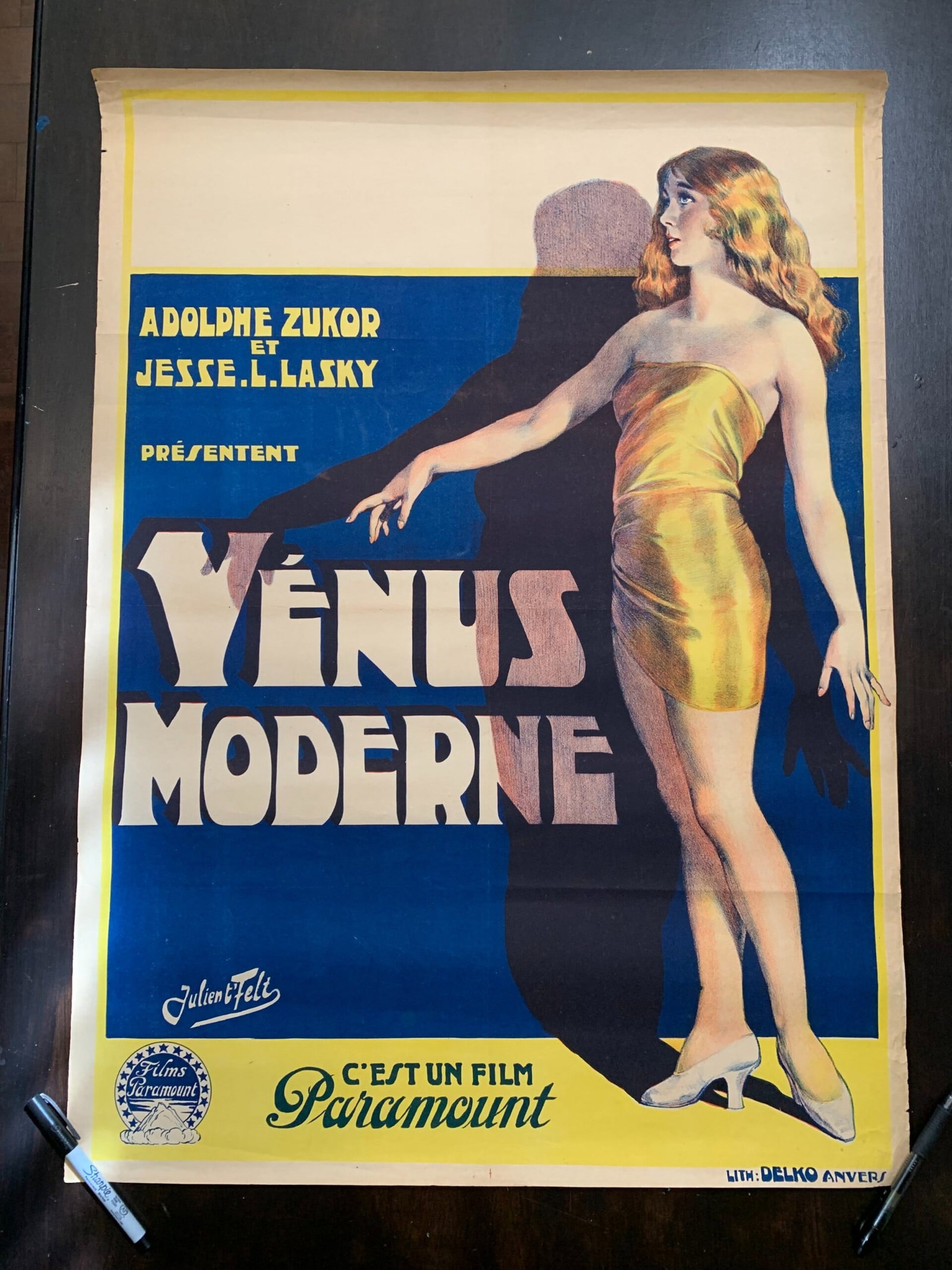 Venus Moderne - Art by Julien t’Felt (1926) 24.25x33.5 Belgian Pre-War Movie Lithograph Poster: Title: Venus Moderne - Art by Julien t’Felt (1926) 24.25x33.5 Belgian Pre-War Movie Lithograph Poster Description: Venus Moderne - Art by Julien t’Felt (1926) 24.25x33.5 Belgian Pre-War