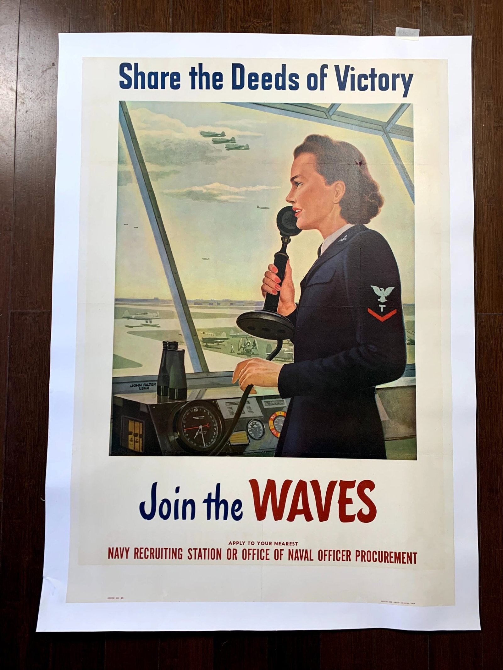 Join The Waves - Art By John Falter (1943) 27.25x39.75 US Navy Recruitment Poster LB: Title: Join The Waves - Art By John Falter (1943) 27.25x39.75 US Navy Recruitment Poster LB Description: Join The Waves - Art By John Falter (1943) 27.25x39.75 US Navy Recruitment Poster LB\n\nPlease 