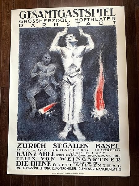 Kain And Abel - Art By Otto Baumberger (1917) 35.5x50.25 Swiss Stage Play Poster PB - 3