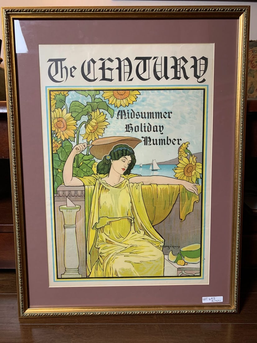 The Century Midsummer Holiday - Art By Louis Rhead (1895) 18x25 US Advertising Poster - Framed: Title: The Century Midsummer Holiday - Art By Louis Rhead (1895) 18x25 US Advertising Poster - Framed Description: The Century Midsummer Holiday - Art By Louis Rhead (1895) 18x25 US Advertising Poster