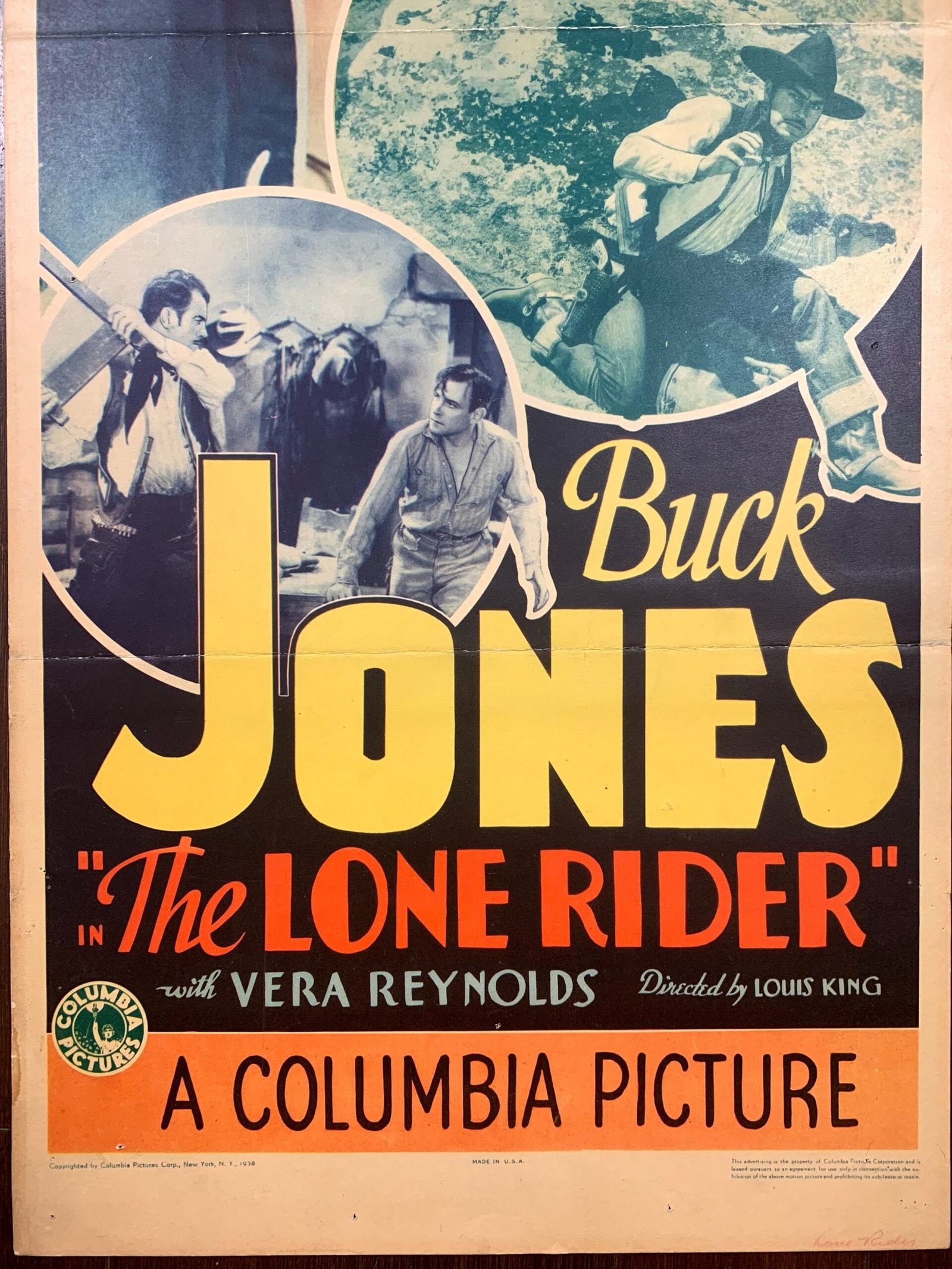 The Lone Rider - Buck Jones (1930) US Insert Movie Poster - Very Rare! - 3