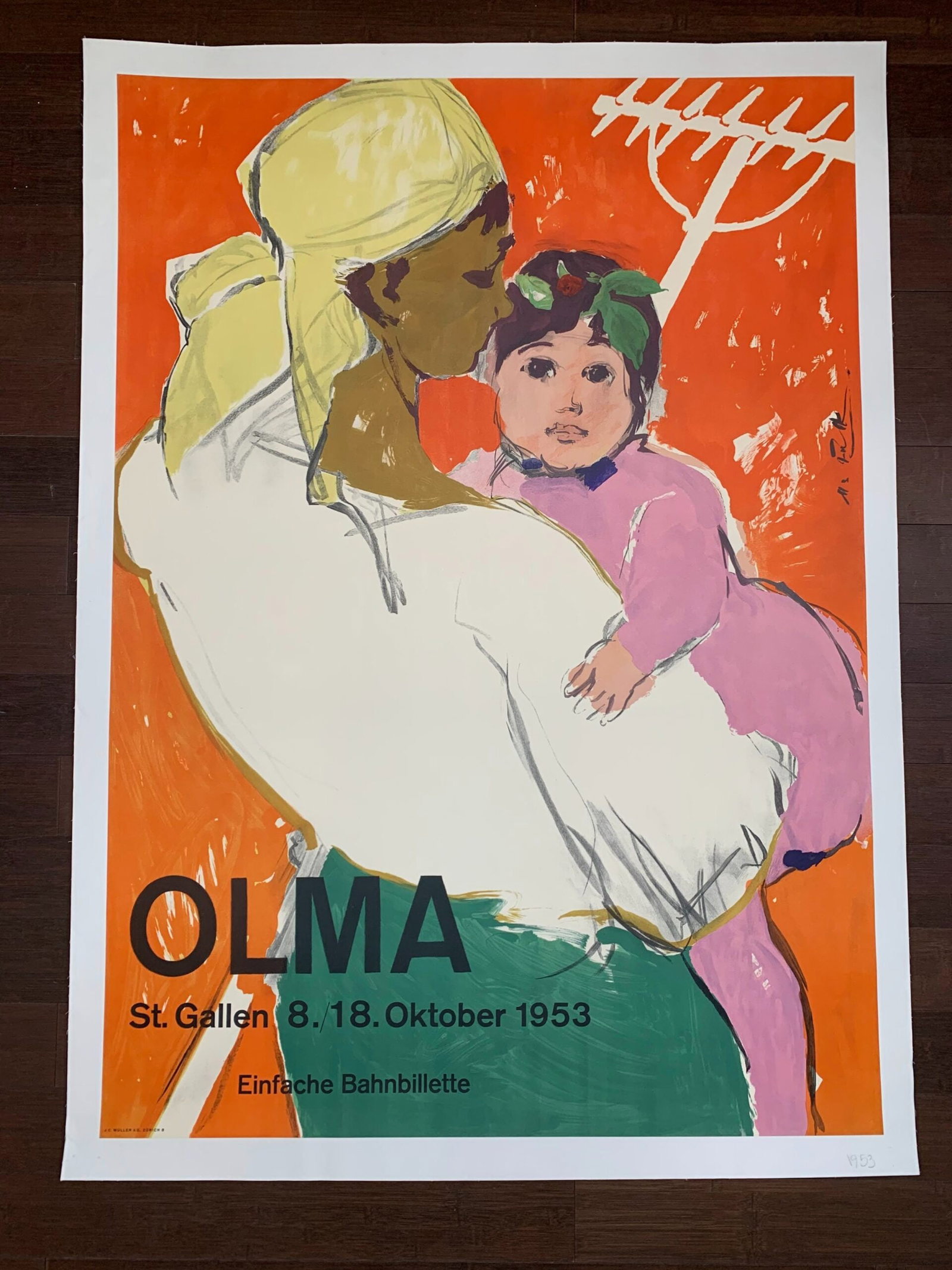 Olma - Art By Hans Falk (1953) 36x50 Swiss Advertising Poster LB: Title: Olma - Art By Hans Falk (1953) 36x50 Swiss Advertising Poster LB Description: Olma - Art By Hans Falk (1953) 36x50 Swiss Advertising Poster LB\n\nPlease refer to the attached photos to determin