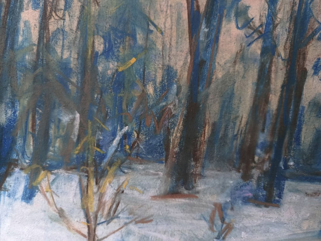 Pastel painting Winter evening forest Oleksiy Shovkunenko - 5