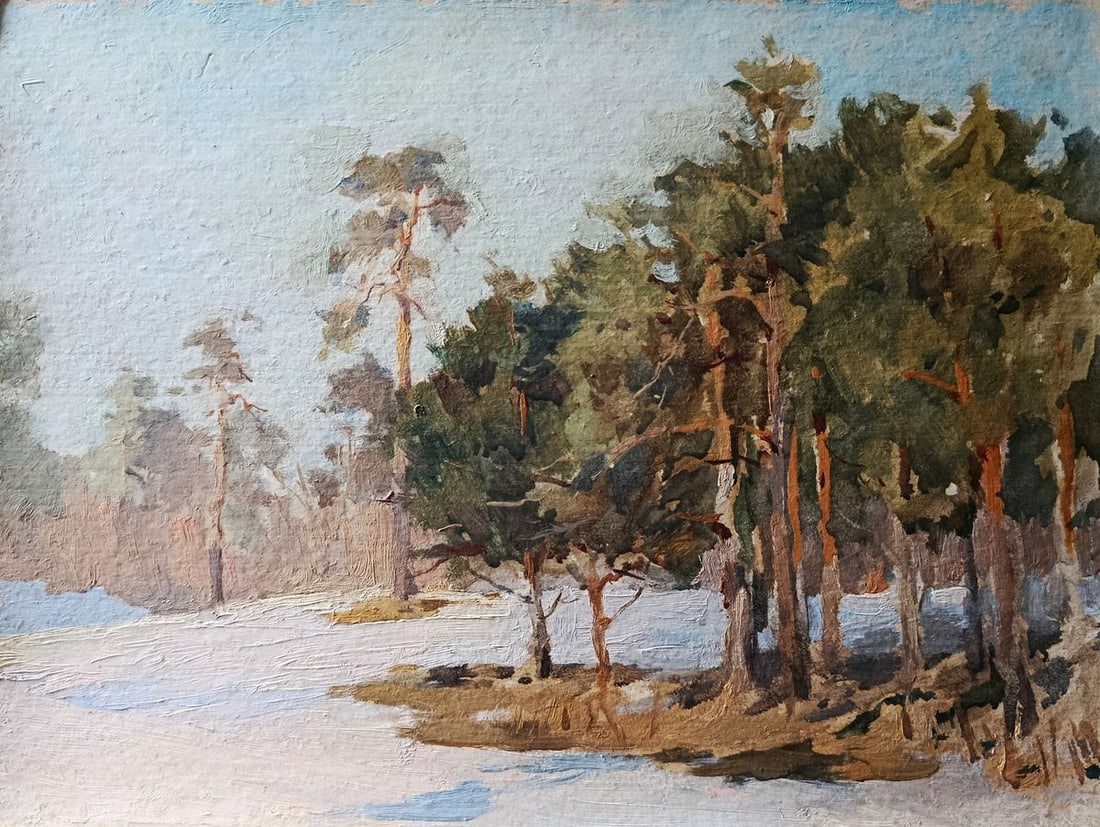 Oil painting In the sunny winter forest Unknown artist: Title: Oil painting In the sunny winter forest Unknown artist Description: NoVerne 462*** ABOUT THIS PAINTING **** TITLE: "In the sunny winter forest"* ARTISTS: Unknown artist* SIZE: 35x45 cm/'13.77x1