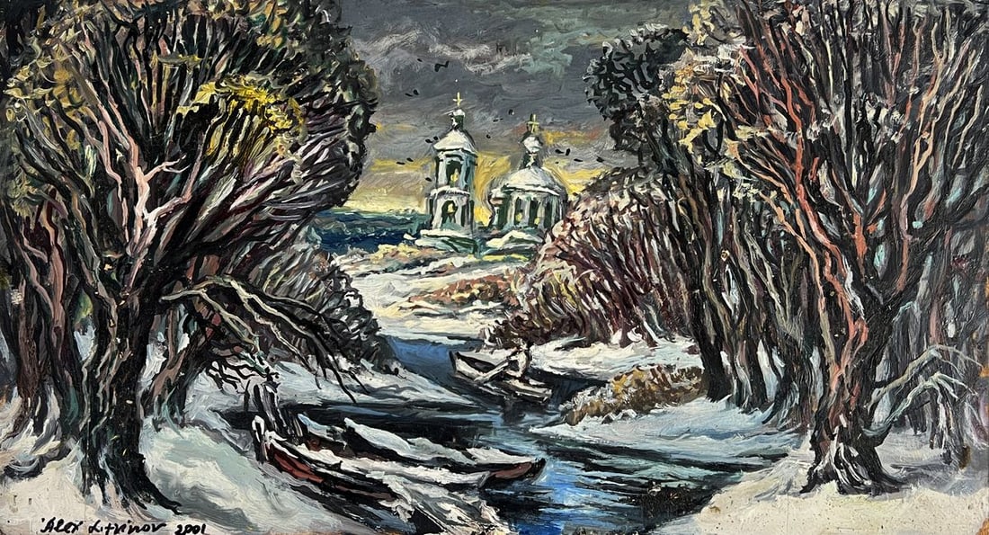 Oil painting Winter forest stream Alexander Litvinov: Title: Oil painting Winter forest stream Alexander Litvinov Description: NoAAA6044*** ABOUT THIS PAINTING **** TITLE: "Winter forest stream"* ARTISTS: Alexander Arkadievich Litvinov* SIZE: 19x34.5 cm/