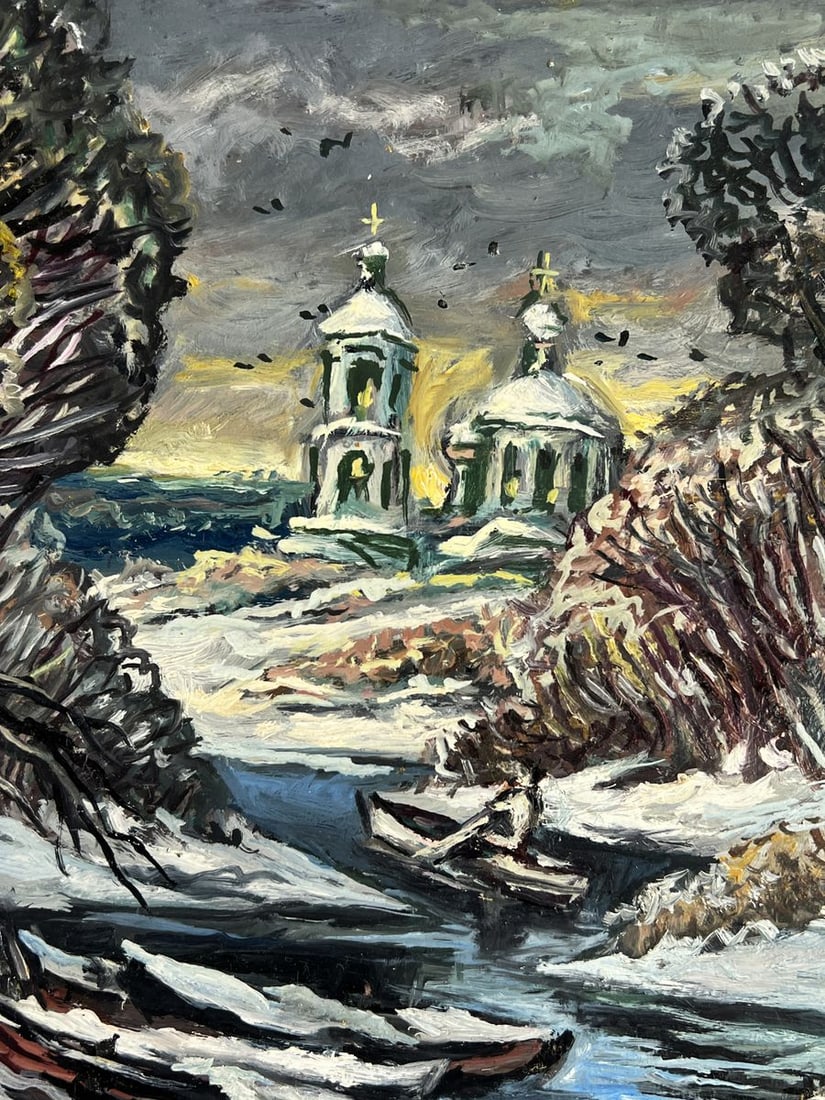 Oil painting Winter forest stream Alexander Litvinov - 2