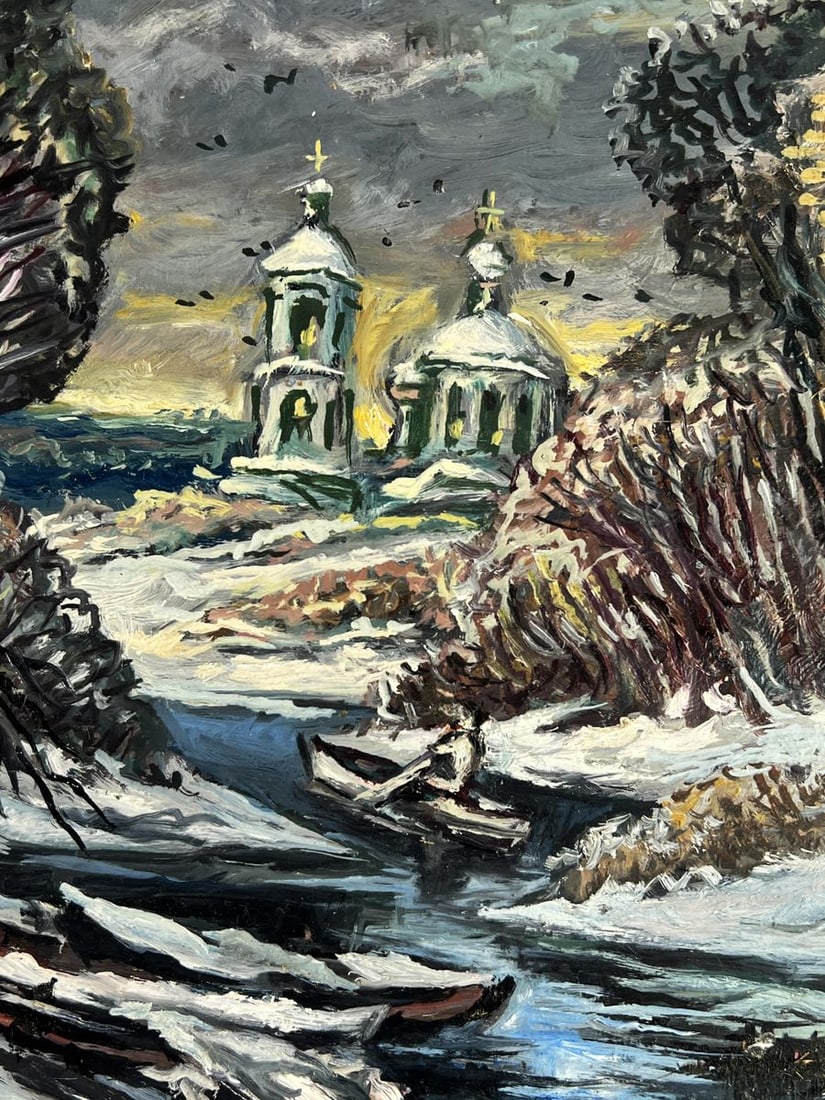 Oil painting Winter forest stream Alexander Litvinov - 3