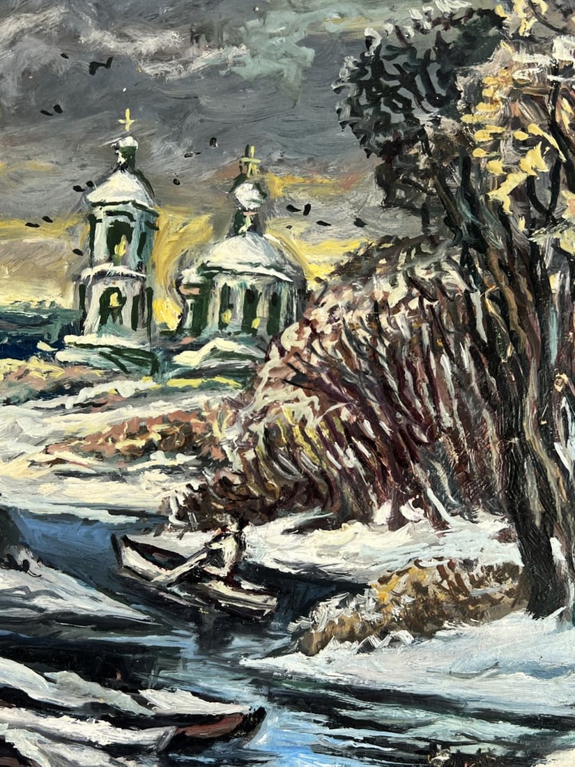 Oil painting Winter forest stream Alexander Litvinov - 4