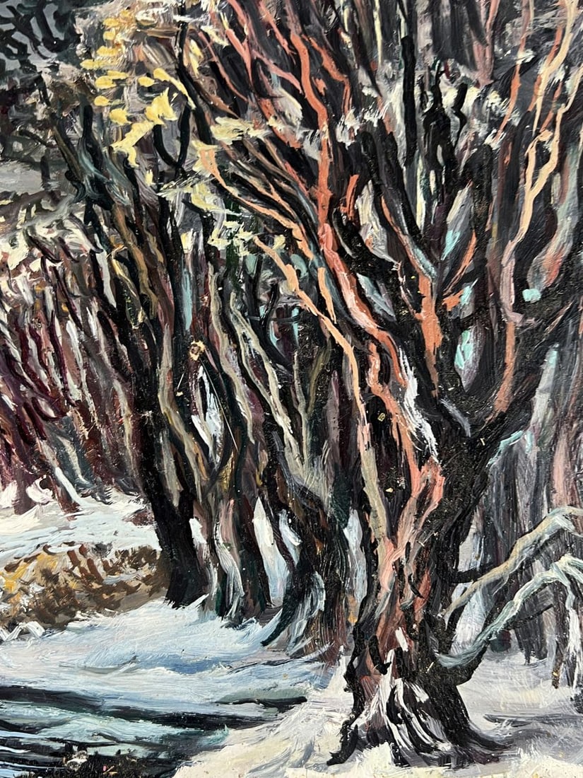 Oil painting Winter forest stream Alexander Litvinov - 6