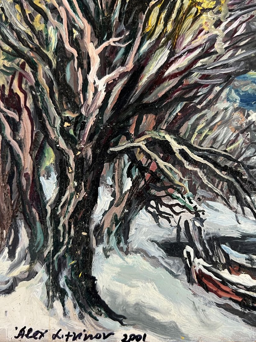 Oil painting Winter forest stream Alexander Litvinov - 9
