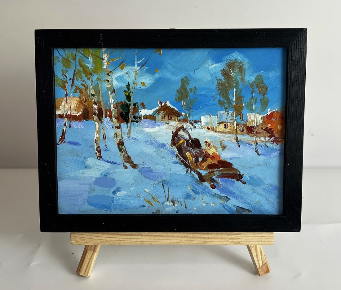 Oil painting Winter village Yuriy Suprunchuk: Title: Oil painting Winter village Yuriy Suprunchuk Description: NoAAA6086*** ABOUT THIS PAINTING **** TITLE: "Winter village"* ARTISTS: Yuriy Suprunchuk* SIZE: 15x20 cm/5.90x7.87 inches'* MEDIUM: oil