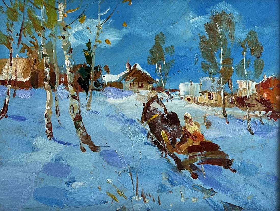 Oil painting Winter village Yuriy Suprunchuk - 3