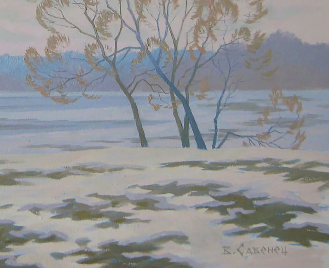 Oil painting The March snow hasn't gone yet Valery Savenets - 2