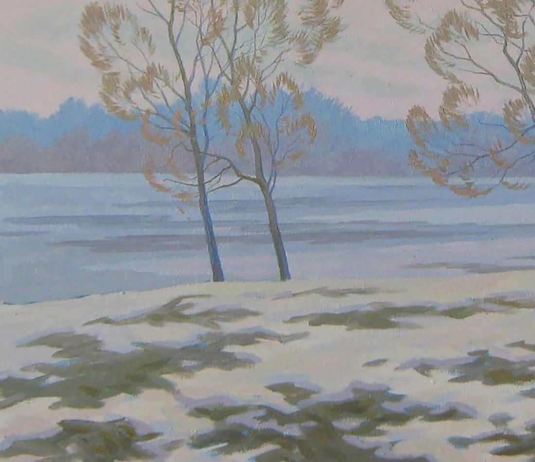 Oil painting The March snow hasn't gone yet Valery Savenets - 3