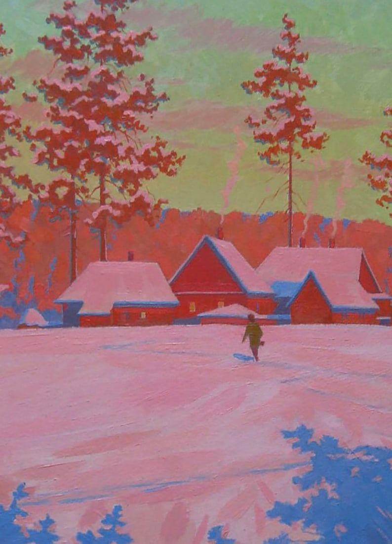 Oil painting Frosty evening in the village Valery Savenets - 6