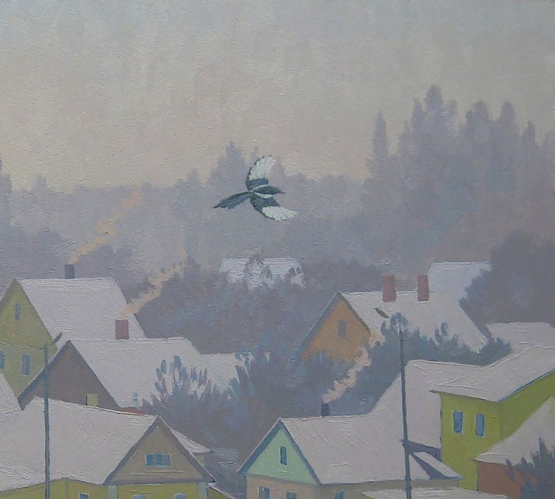 Oil painting City in the snow Valery Savenets - 5
