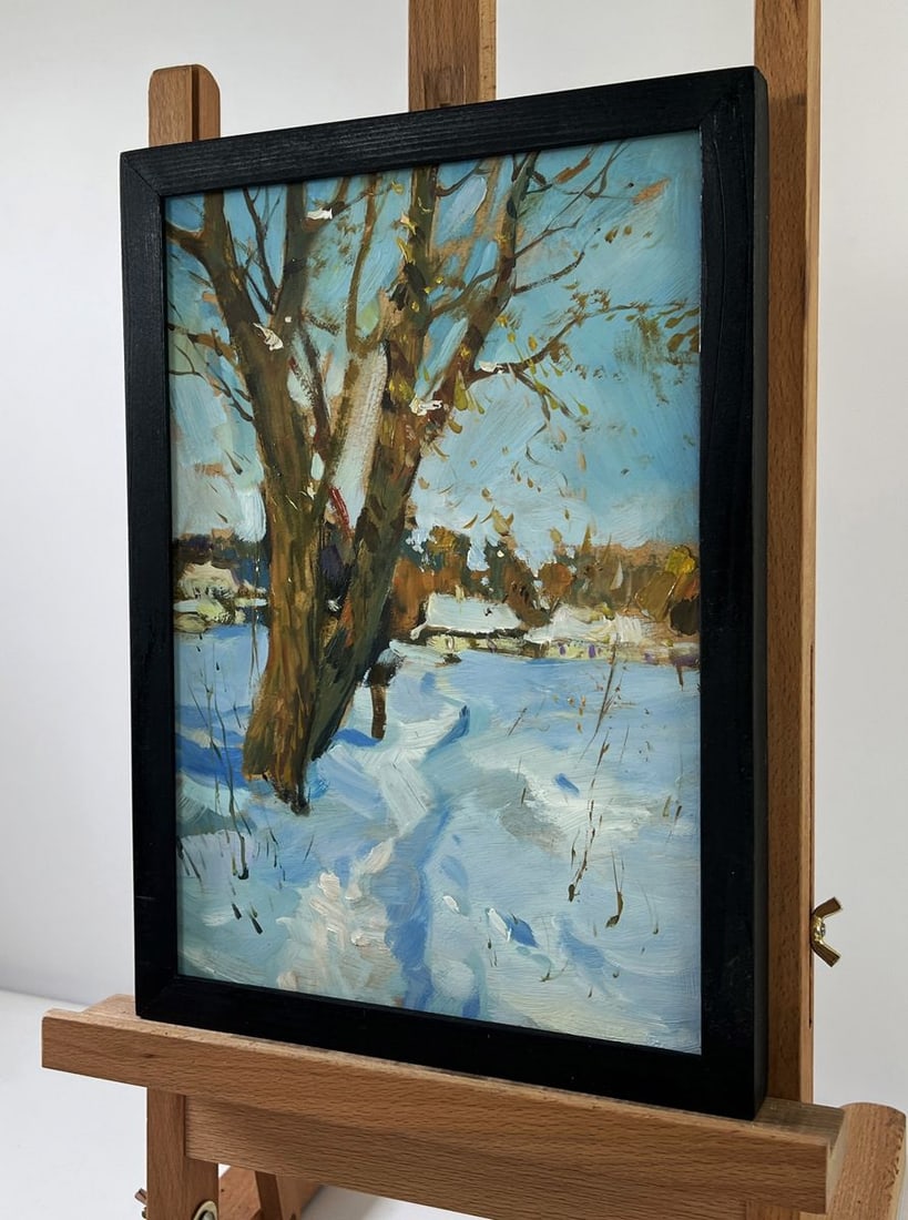 Oil painting Winter path to the village Yuriy Suprunchuk - 2