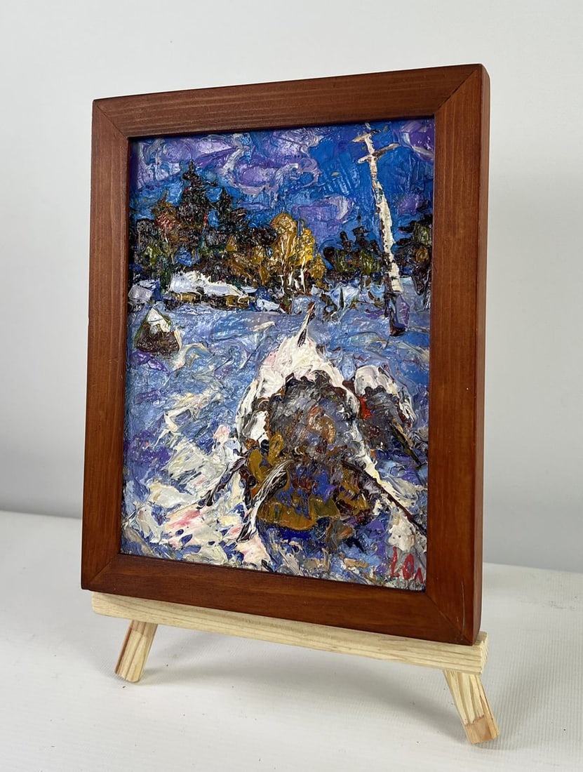 Oil painting Snow enveloping the forest Alex Kalenyuk - 2