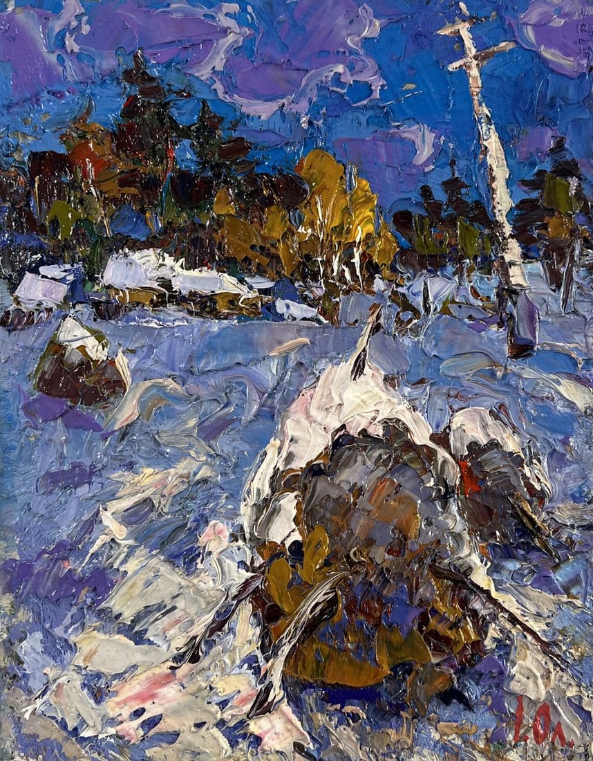 Oil painting Snow enveloping the forest Alex Kalenyuk - 3