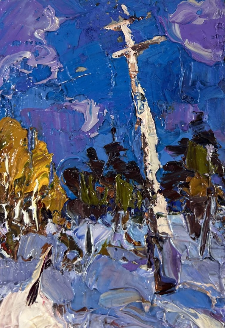 Oil painting Snow enveloping the forest Alex Kalenyuk - 4