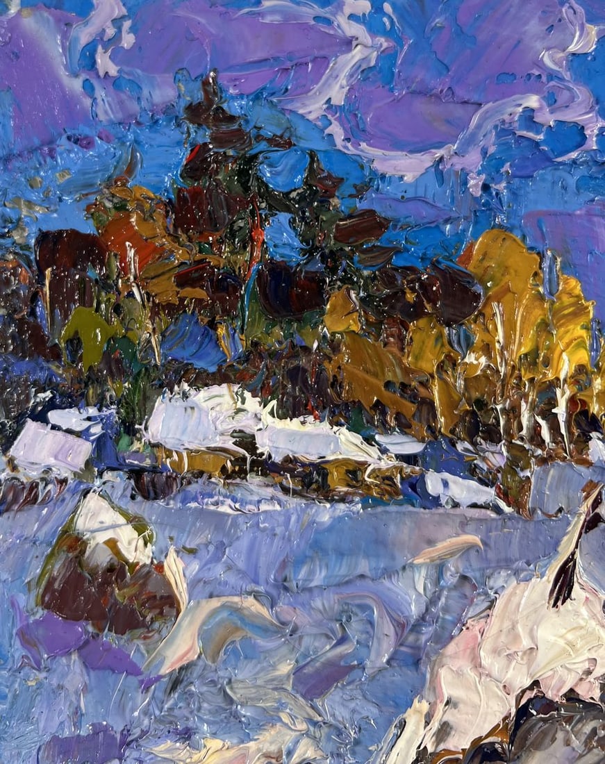 Oil painting Snow enveloping the forest Alex Kalenyuk - 5