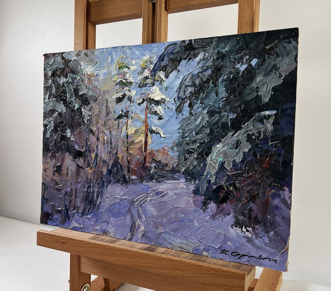 Oil painting Among the winter trees Boris Serdyuk - 2