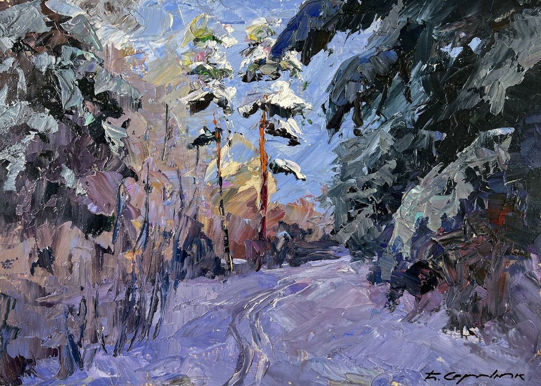 Oil painting Among the winter trees Boris Serdyuk - 3