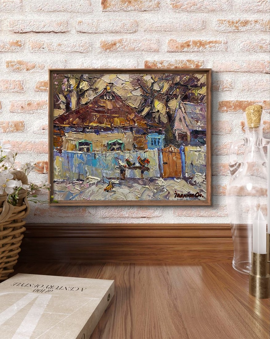 Oil painting In winter near the house Alex Kalenyuk - 2