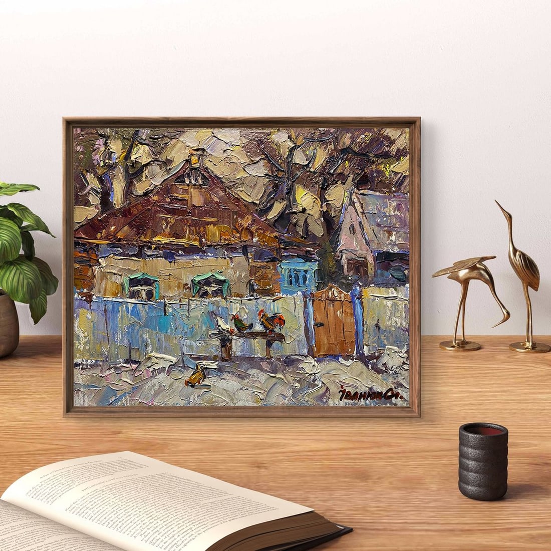 Oil painting In winter near the house Alex Kalenyuk - 3