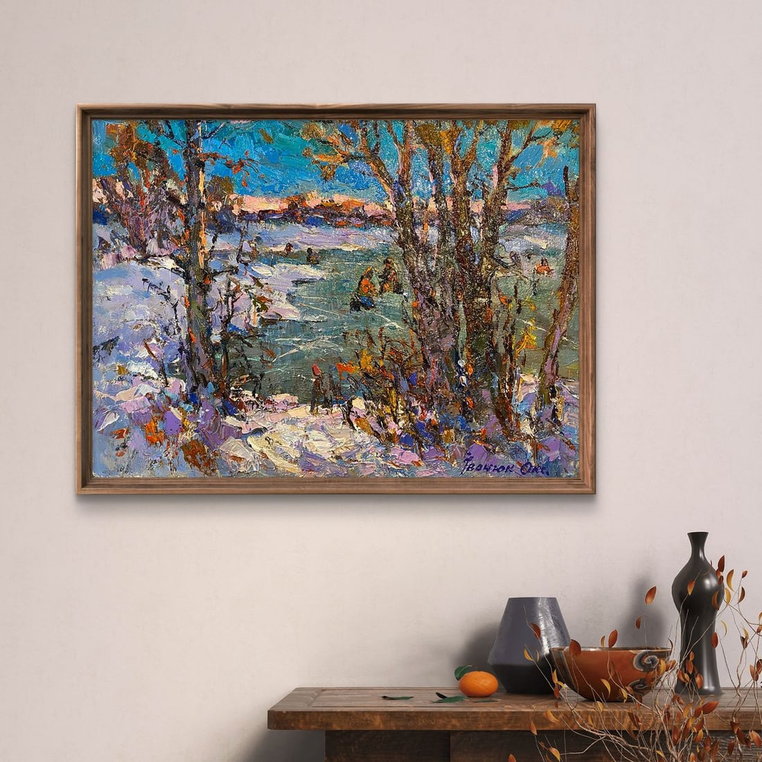Oil painting First ice on fishing Oksana Kalenyuk - 3