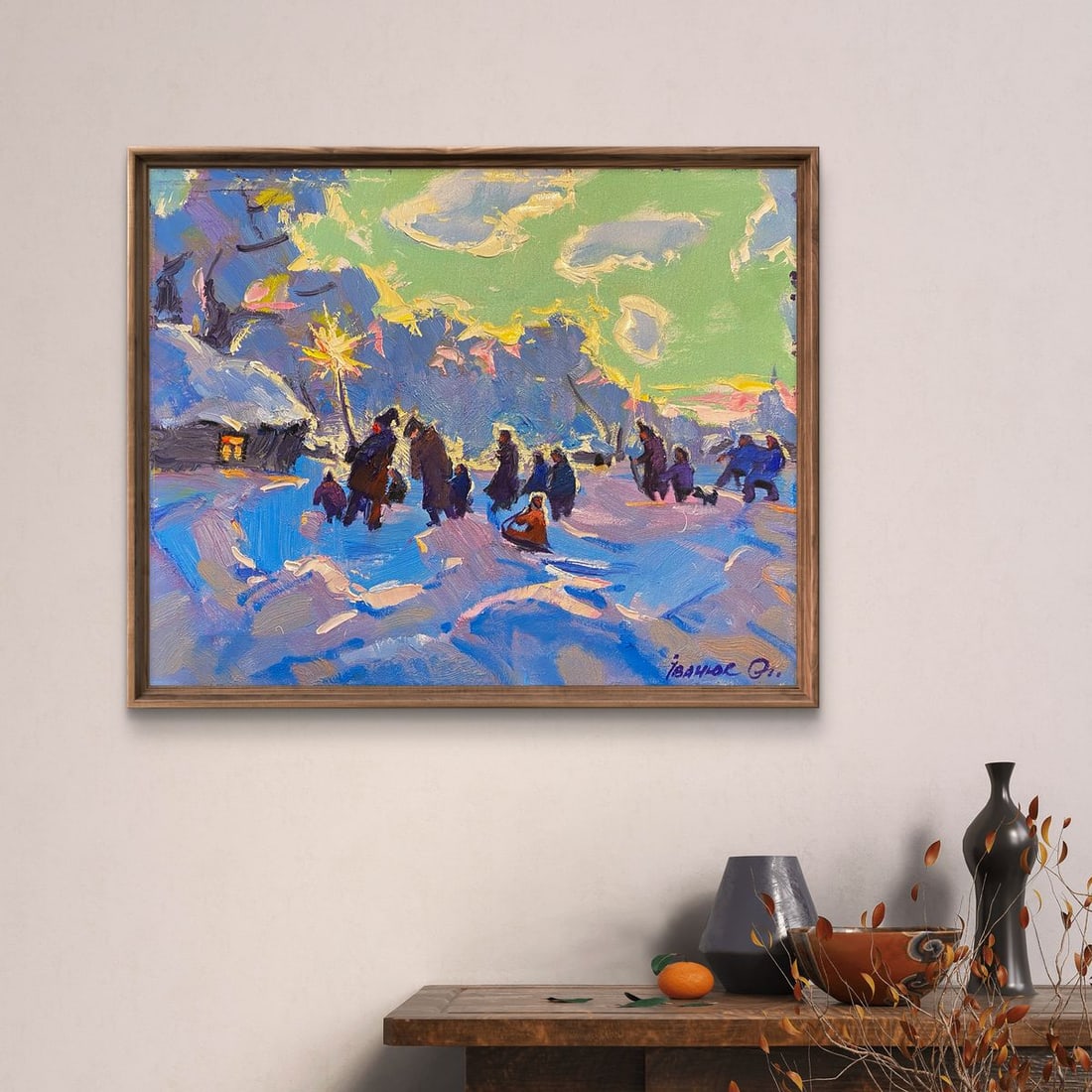 Oil painting Caroling holiday Alex Kalenyuk - 2