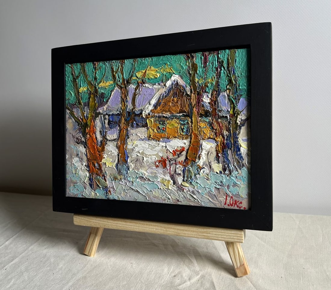 Oil painting The yard was covered with snow Oksana Kalenyuk - 2