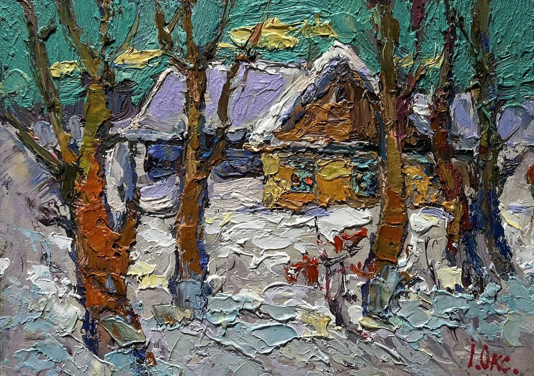 Oil painting The yard was covered with snow Oksana Kalenyuk - 3