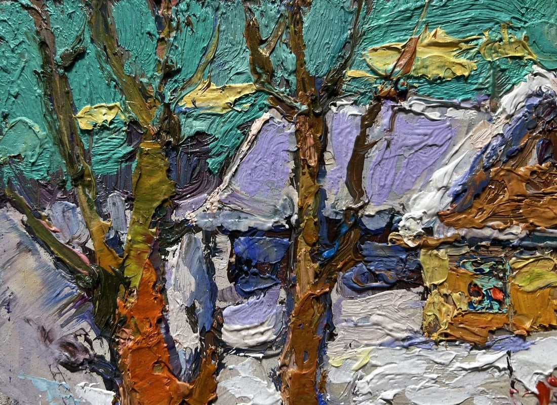 Oil painting The yard was covered with snow Oksana Kalenyuk - 4