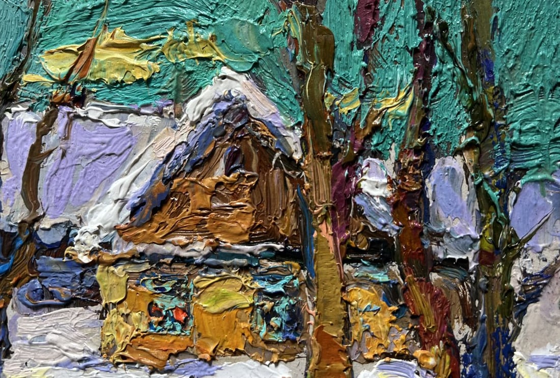 Oil painting The yard was covered with snow Oksana Kalenyuk - 6