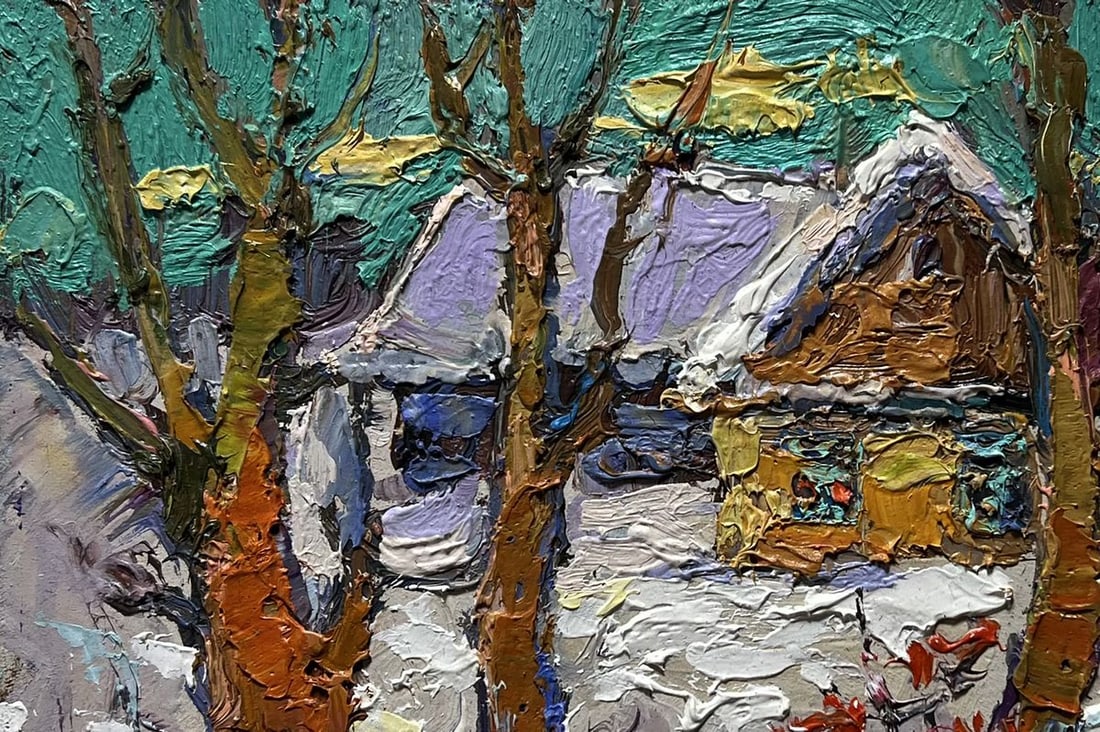 Oil painting The yard was covered with snow Oksana Kalenyuk - 7