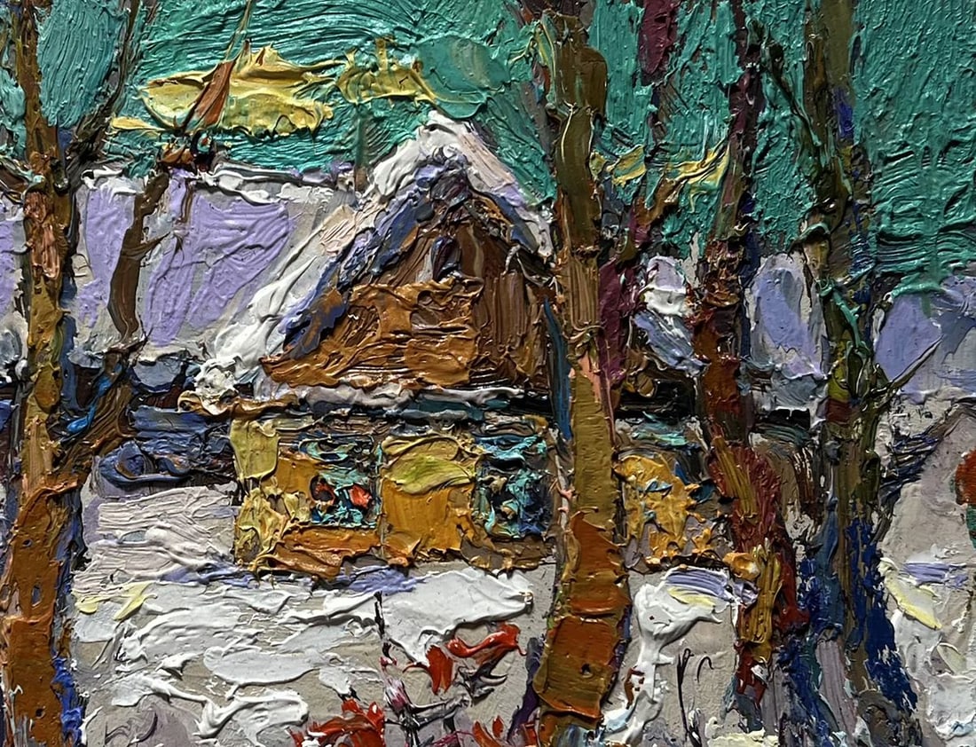 Oil painting The yard was covered with snow Oksana Kalenyuk - 8
