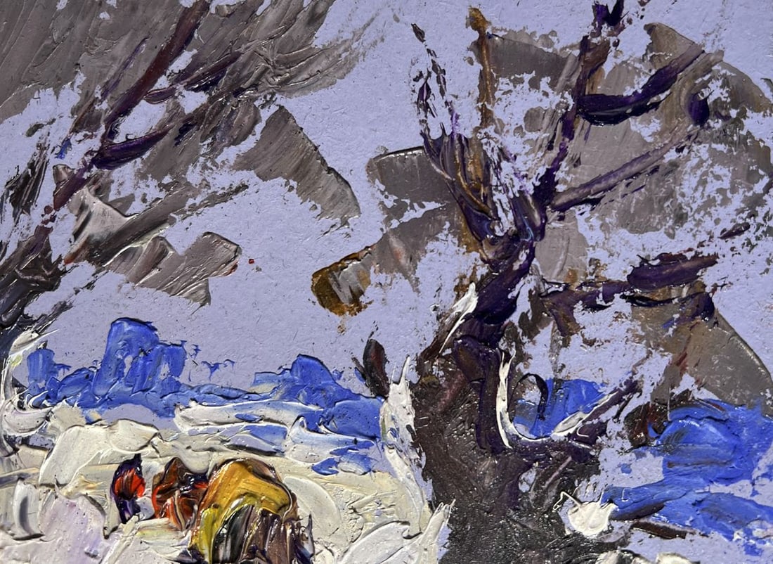 Oil painting Winter snowy road Alex Kalenyuk - 4