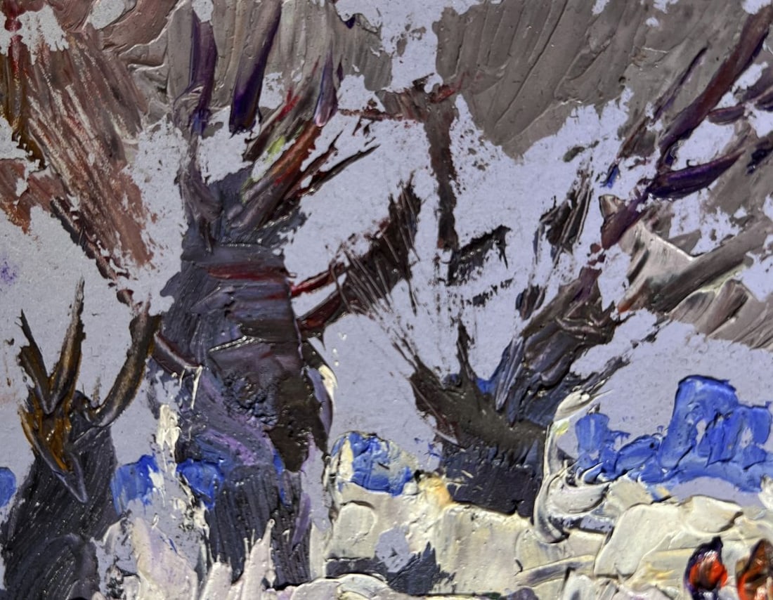 Oil painting Winter snowy road Alex Kalenyuk - 6