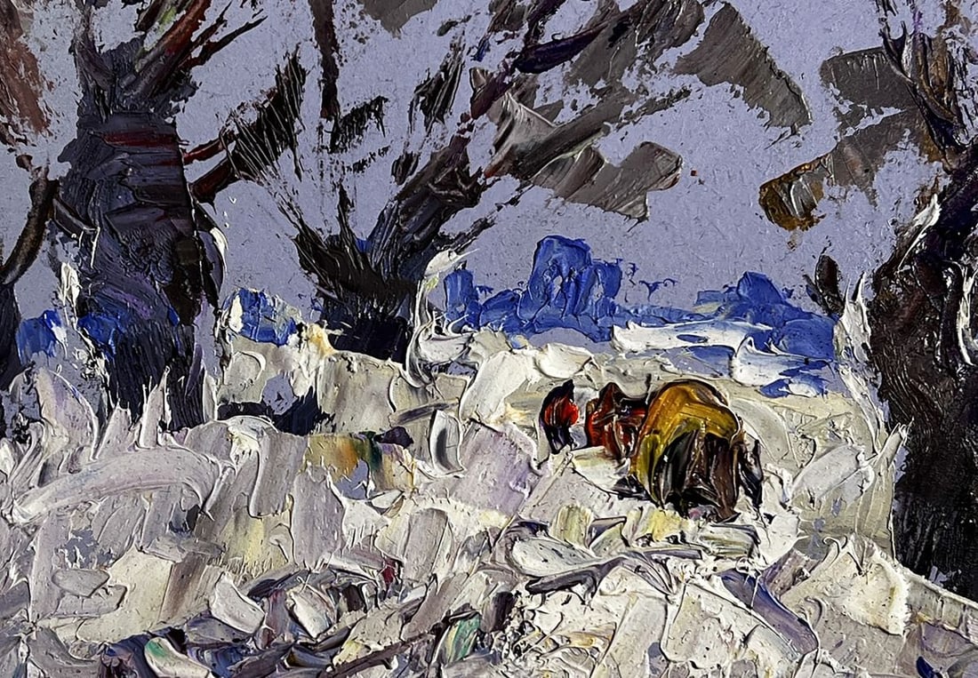 Oil painting Winter snowy road Alex Kalenyuk - 7