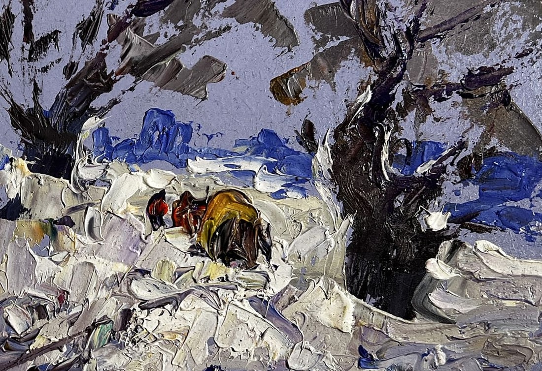 Oil painting Winter snowy road Alex Kalenyuk - 8