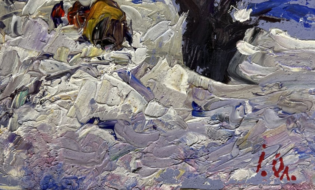 Oil painting Winter snowy road Alex Kalenyuk - 9